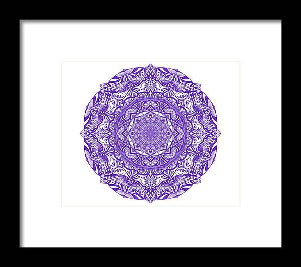 Mandalas Framed Print featuring the digital art Mandala of Purple Pleasures by Angie Tirado