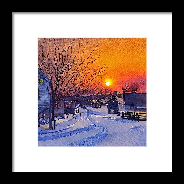 Pequannock Framed Print featuring the painting Mandeville Ave, Pequannock Blizzard of 1947 by Christopher Lotito