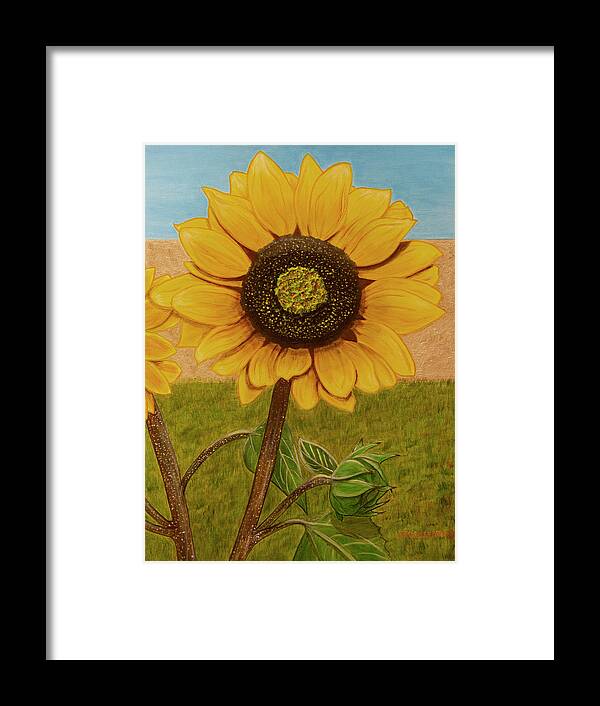 Sunflower Framed Print featuring the painting Mandy's Dazzling Diva by Donna Manaraze