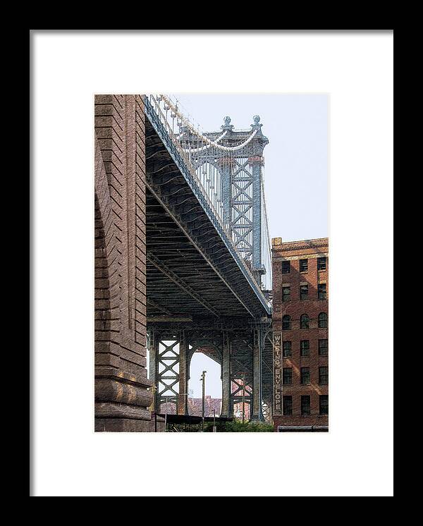 America Framed Print featuring the photograph Manhattan bridge from brooklyn by Jean-Luc Farges