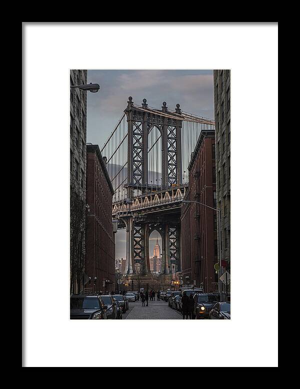 Arch Framed Print featuring the photograph Manhattan Bridge viewed from DUMBO by Kenneth C. Zirkel