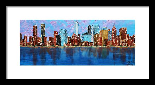 Manhattan Framed Print featuring the painting Manhattan NY by Brent Knippel