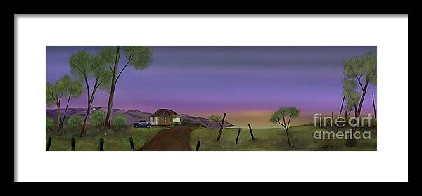 #home Farm Landscape Framed Print featuring the digital art Maple Farm By Julie Grimshaw 2022 by Julie Grimshaw