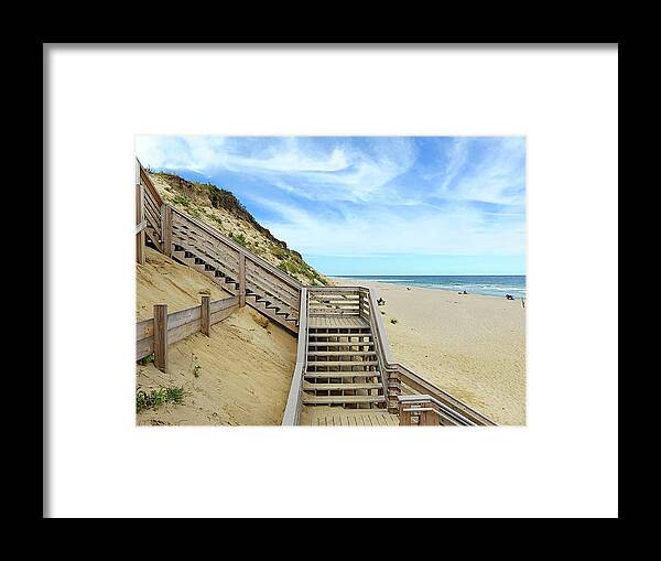 Marconi Beach Framed Print featuring the photograph Marconi Beach in Wellfleet, Cape Cod, MA by Lyuba Filatova