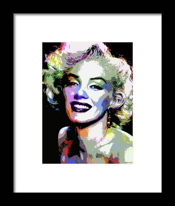 Marilyn Monroe Framed Print featuring the digital art Marilyn Monroe psychedelic portrait by Movie World Posters