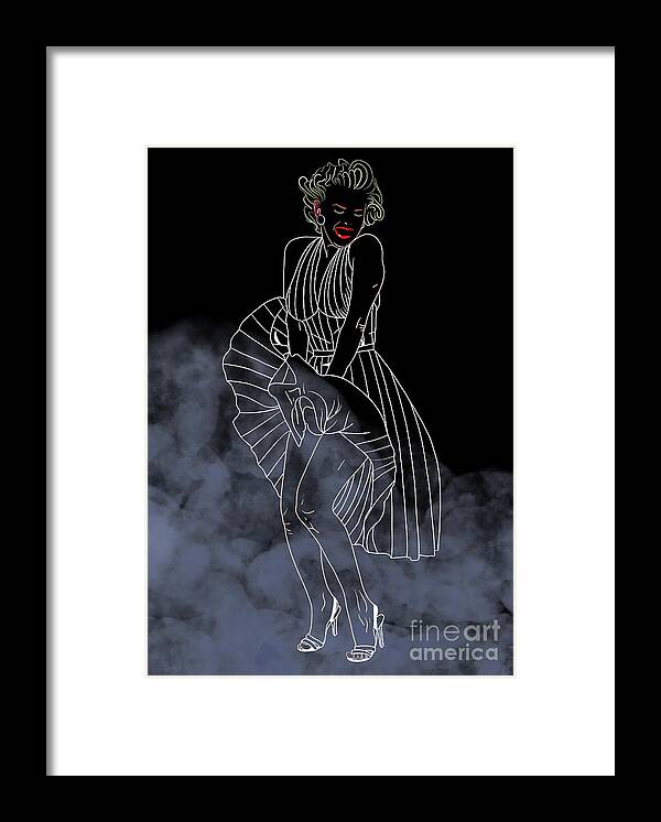 Marilyn Monroe Framed Print featuring the digital art Marilyn Monroe Smoke by Marisol VB