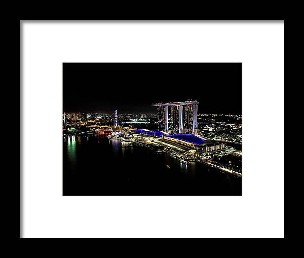 Marina Bay Sands Framed Print featuring the photograph Marina Bay Sands_Singapore Night Cityscape by Christine Ley