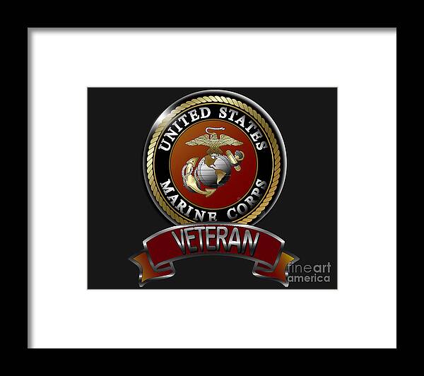 Marines Framed Print featuring the digital art Marine Veteran by Bill Richards