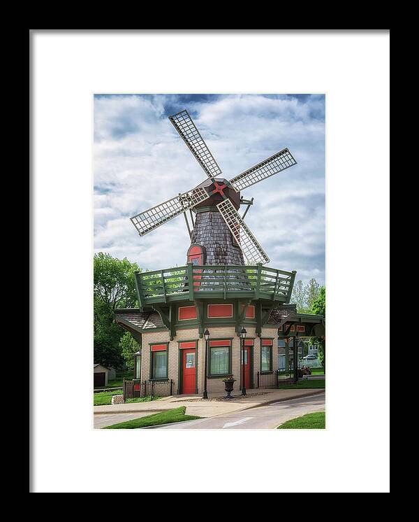 Windmill Framed Print featuring the photograph Marion County Windmill Bank - Pella Iowa by Susan Rissi Tregoning