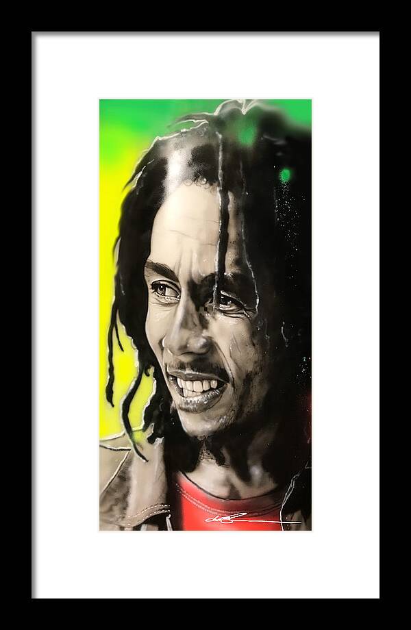 Bob Marley Framed Print featuring the painting Marley Rastafari - original painting of Bob Marley by Christian Chapman Art
