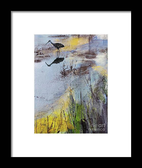 Abstract Framed Print featuring the mixed media Marsh Impressions 3 by Sharon Williams Eng