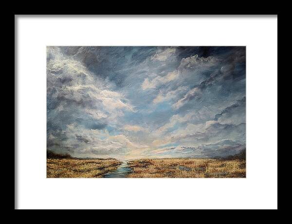 Landscape Framed Print featuring the painting Marshland Symphony by Jai Johnson