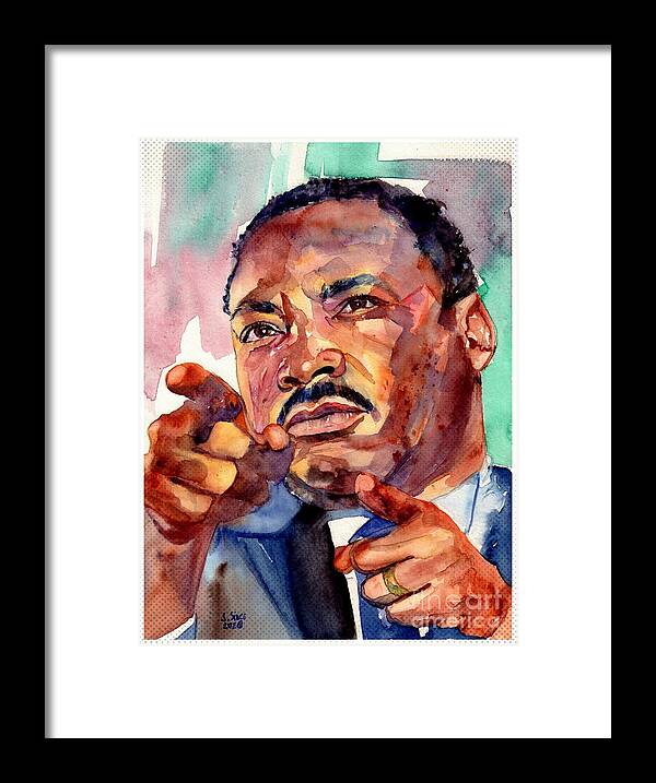 Martin Luther King Jr Framed Print featuring the painting Martin Luther King Jr. Speaking by Suzann Sines
