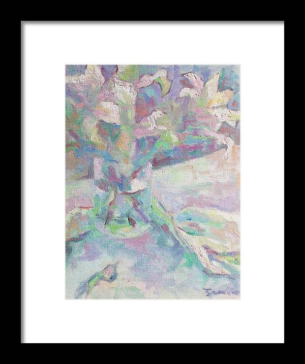 French Impressionism Framed Print featuring the painting Mary's Lilies by Srishti Wilhelm