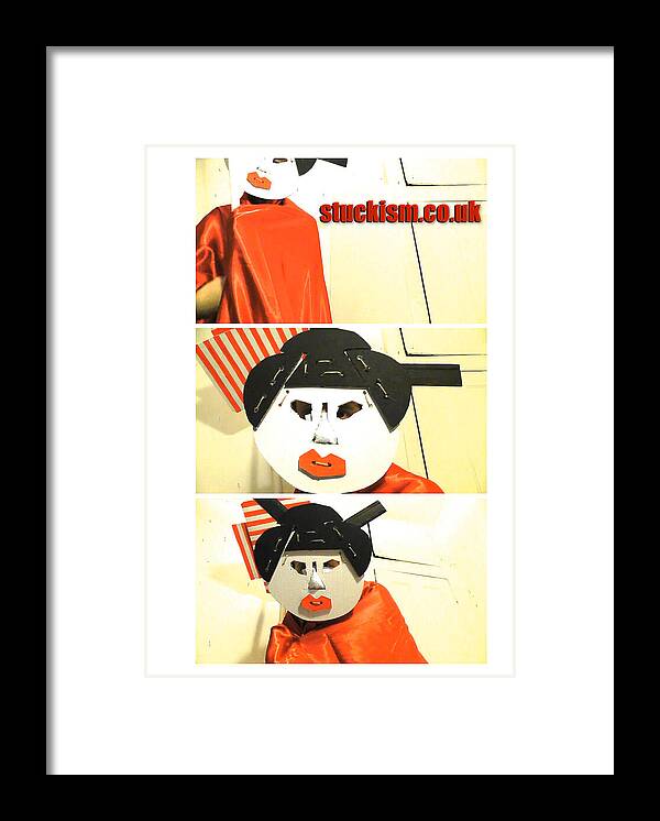 Mask Framed Print featuring the digital art Masks by Edgeworth Johnstone Book Page 33 Geisha by Edgeworth Johnstone