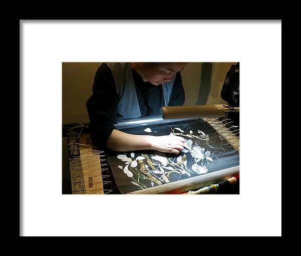 Embroidery Framed Print featuring the photograph Master at Work by Kerry Obrist