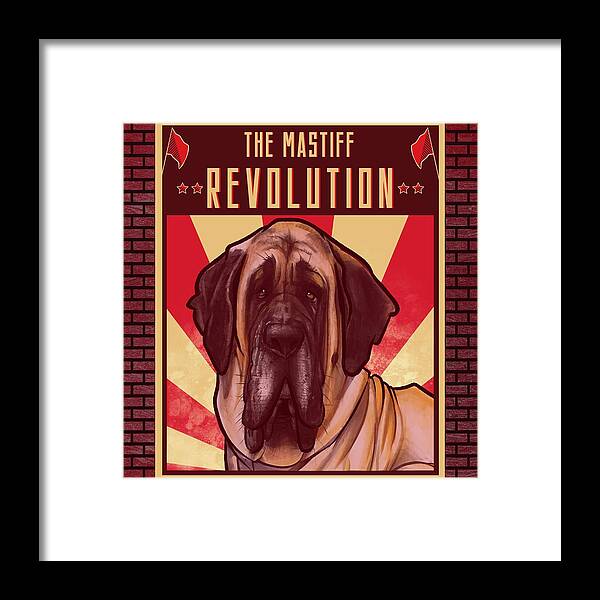 Mastiff Framed Print featuring the drawing Mastiff REVOLUTION by John LaFree