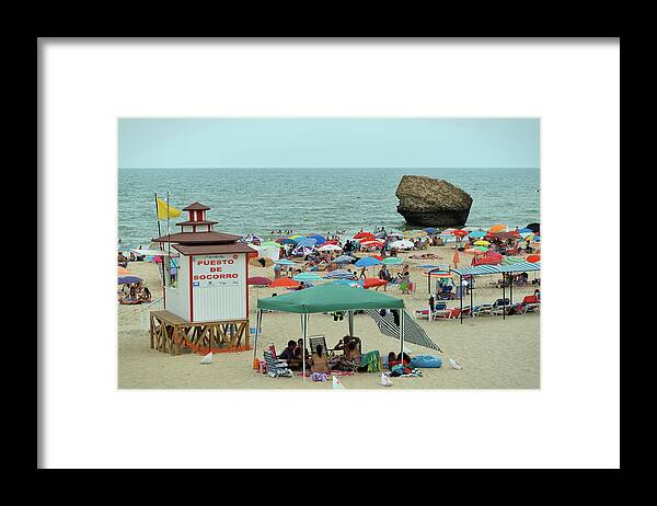 Matalascanas Framed Print featuring the photograph Matalascanas beach scene in Andalusia by Angelo DeVal