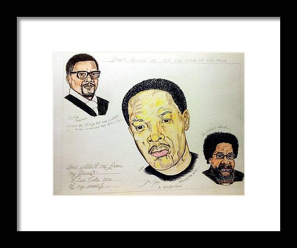 Black Art Framed Print featuring the drawing Mathis, Dre, and West by Joedee