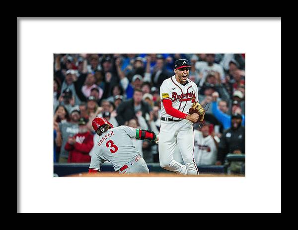 Atlanta Framed Print featuring the photograph Matt Olson and Bryce Harper by Matthew Grimes Jr./Atlanta Braves