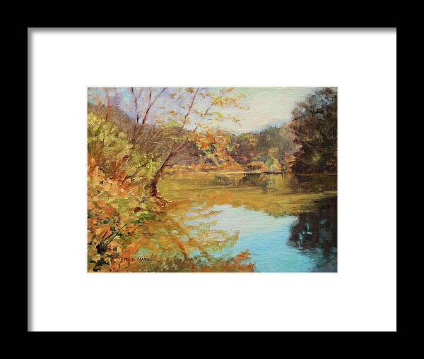 Maury River Framed Print featuring the painting Maury Reflections - Chessie Nature Trail near Lexington by Bonnie Mason