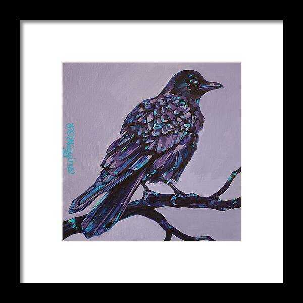 Crow Framed Print featuring the painting Mauve Crow by Derrick Higgins
