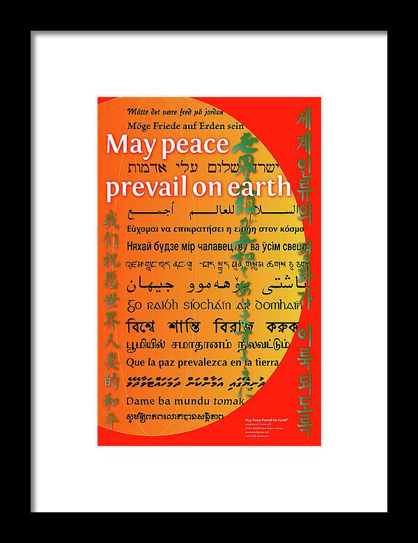 Peace Framed Print featuring the digital art May Peace Prevail on Earth by Chuck Mountain