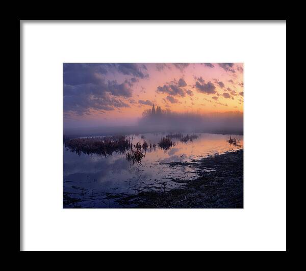 Landscape Framed Print featuring the photograph May Morning at the Pond by Dan Jurak