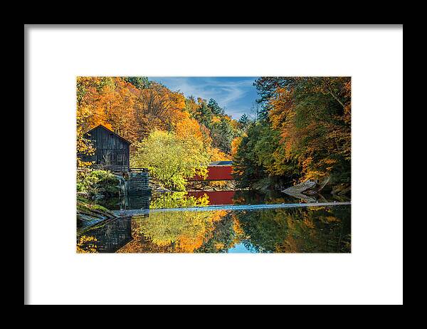 Mill Framed Print featuring the photograph McConnell's Mill and Covered Bridge by Skip Tribby