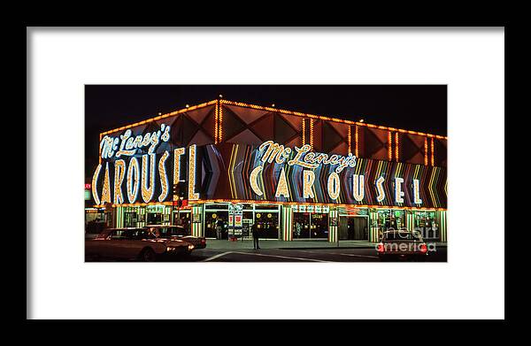 Mclaneys Carousel Framed Print featuring the photograph McLaneys Carousel Fremont Street at Night 1960s 2 to 1 Ratio by Aloha Art