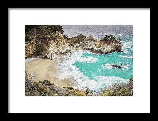 Big Sur Framed Print featuring the photograph McWay Falls Big Sur by Gary Geddes