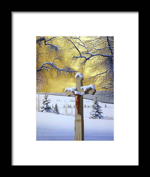 Cross Framed Print featuring the painting Mea Culpa by Conrad Mieschke