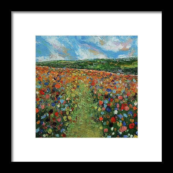 Flowers Framed Print featuring the painting Meadow with Wildflowers by Michael Creese