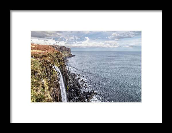 Mountains Framed Print featuring the photograph Mealt Waterfall and Kilt rocks by Shirley Mitchell