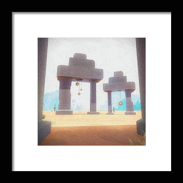 Structure Framed Print featuring the digital art Megalith by Bespoke Cube