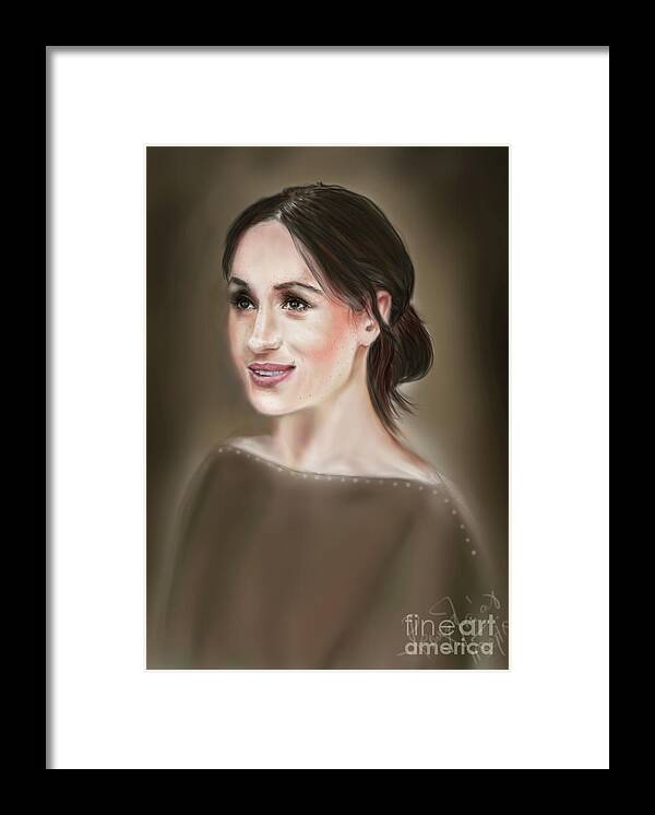Megan Markle Framed Print featuring the painting Megan Markle Portrait by Remy Francis