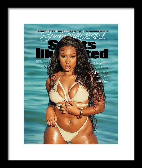2021 Swimsuit Issue Framed Print featuring the photograph Megan Thee Stallion Sports Illustrated Swimsuit 2021 cover by Sports Illustrated