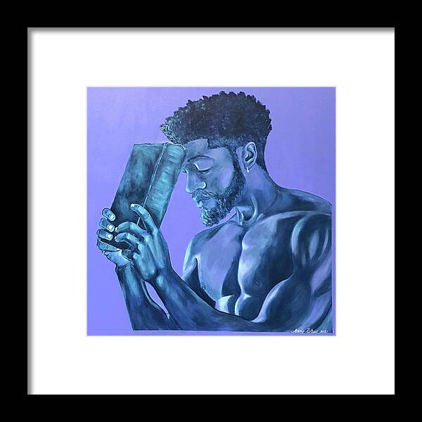 Black Man Framed Print featuring the painting Melvin by Jenny Pickens