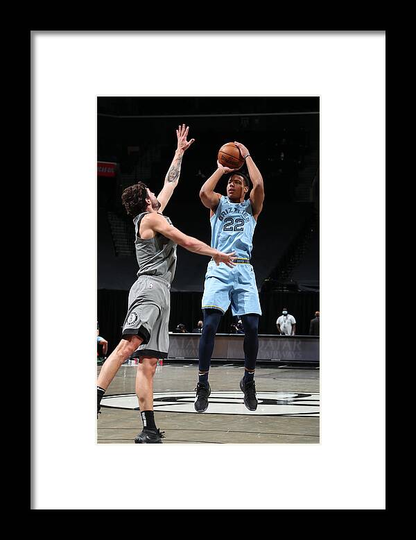 Desmond Bane Framed Print featuring the photograph Memphis Grizzlies v Brooklyn Nets by Nathaniel S. Butler