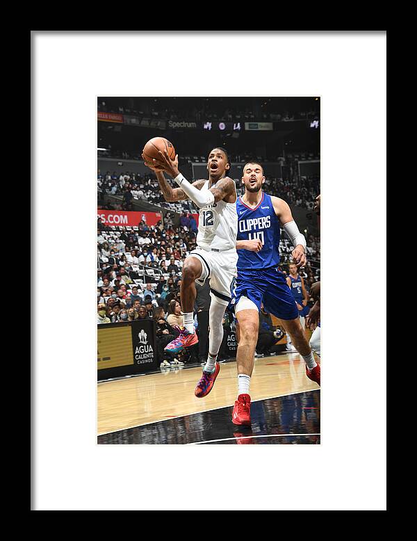 Ja Morant Framed Print featuring the photograph Memphis Grizzlies v LA Clippers by Andrew D. Bernstein