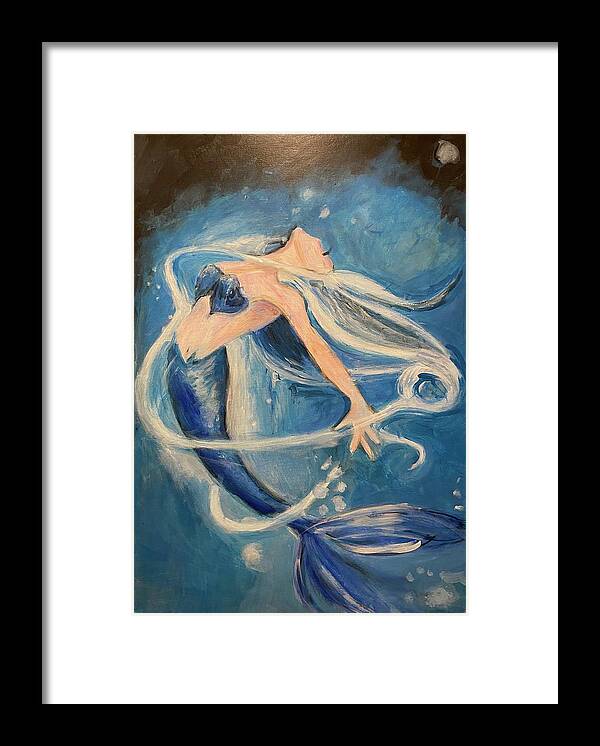 Blue Mermaid Framed Print featuring the painting Mermaid Ecstasy by Denice Palanuk Wilson