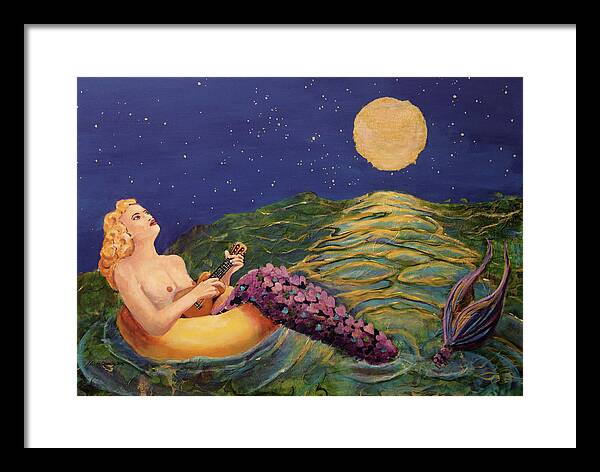 Mermaid Framed Print featuring the painting Song of Love by Linda Queally by Linda Queally