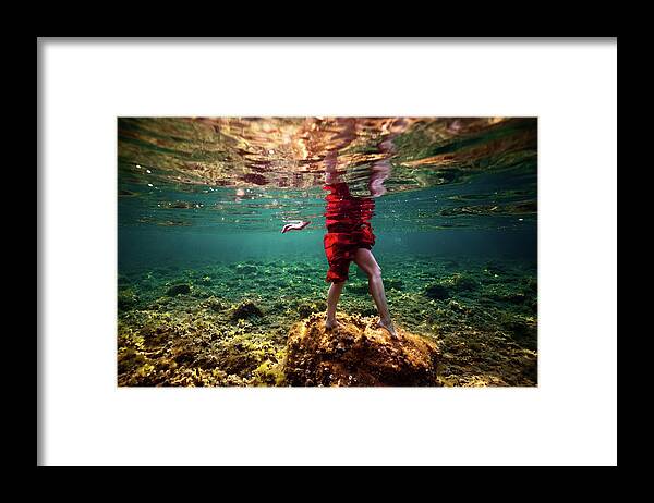 Underwater Framed Print featuring the photograph Mermaid Legs by Gemma Silvestre