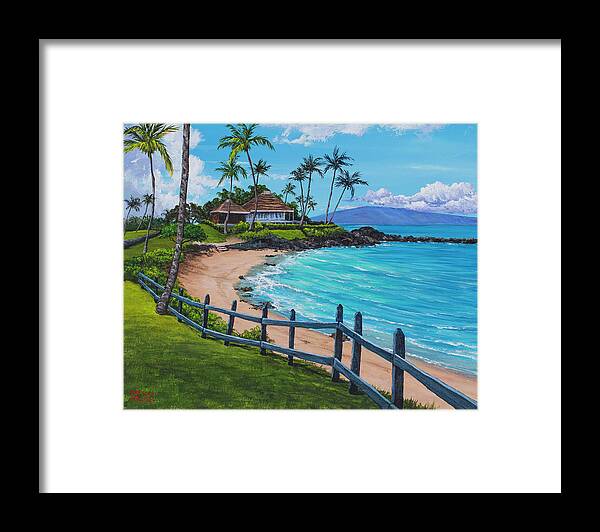 Hawaii Framed Print featuring the painting Merrimans At Kapalua Bay by Darice Machel McGuire