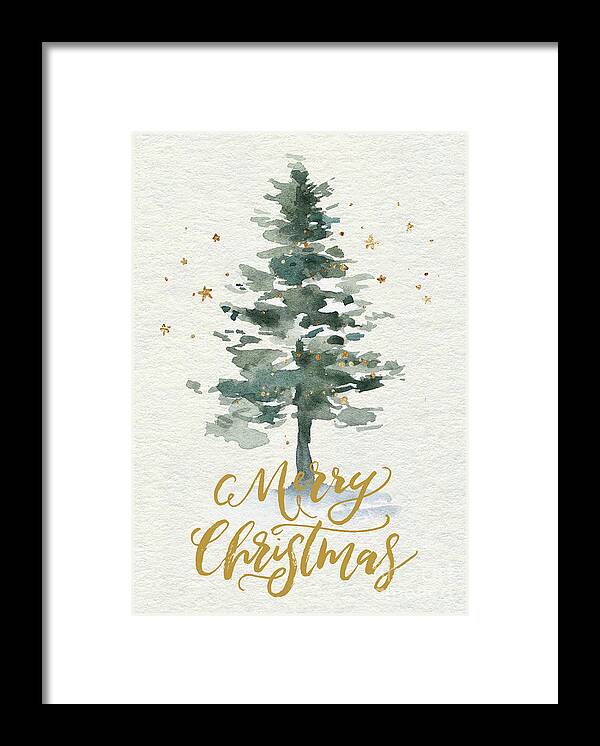 Merry Christmas Framed Print featuring the painting Watercolor Christmas Tree by Modern Art