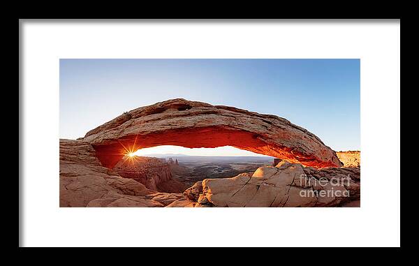 Mesa Arch Framed Print featuring the photograph Mesa arch sunrise by Matteo Colombo