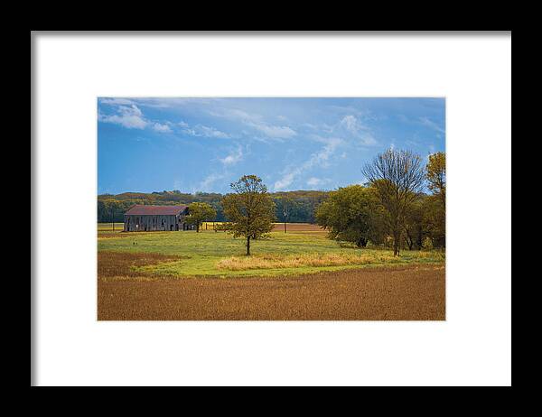 Barn Framed Print featuring the photograph Metal Barn sitting in the Missouri Countryside by George Strohl