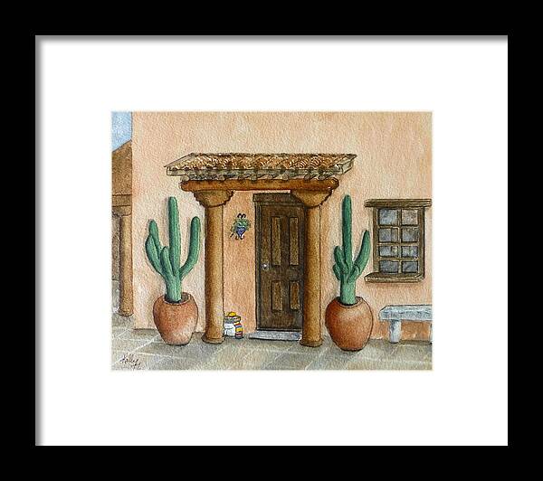 Mexican Hacienda Framed Print featuring the painting Mexican Hacienda by Kelly Mills