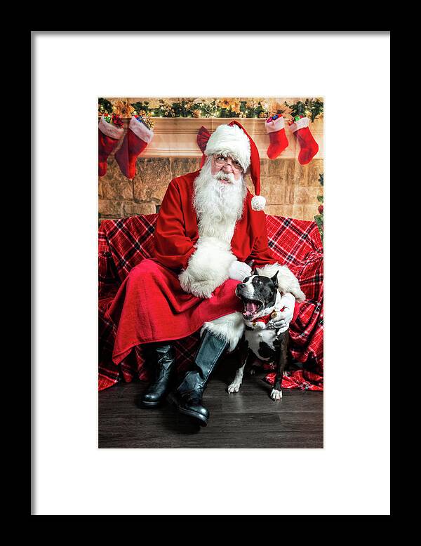 Mia Framed Print featuring the photograph Mia with Santa 1 by Christopher Holmes