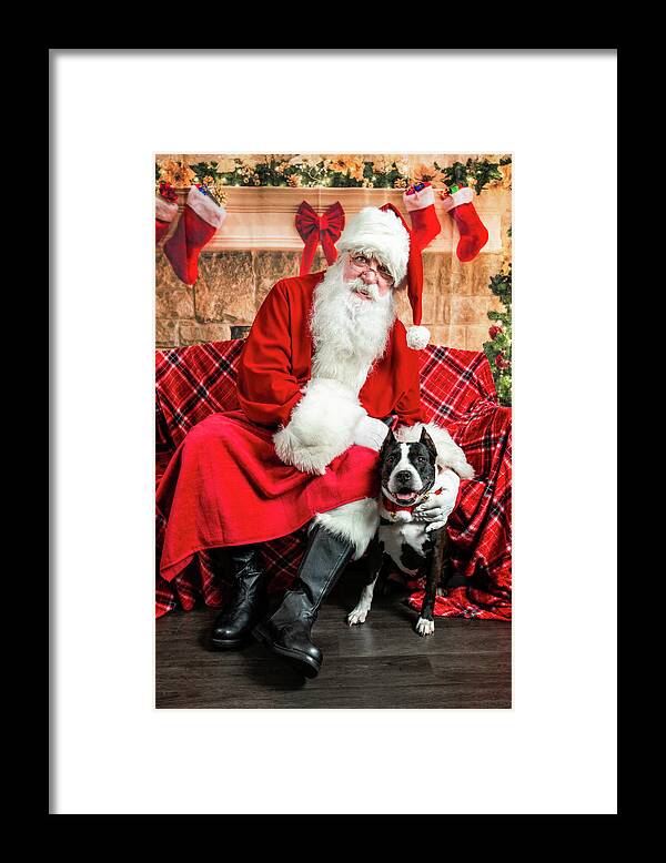 Mia Framed Print featuring the photograph Mia with Santa 2 by Christopher Holmes